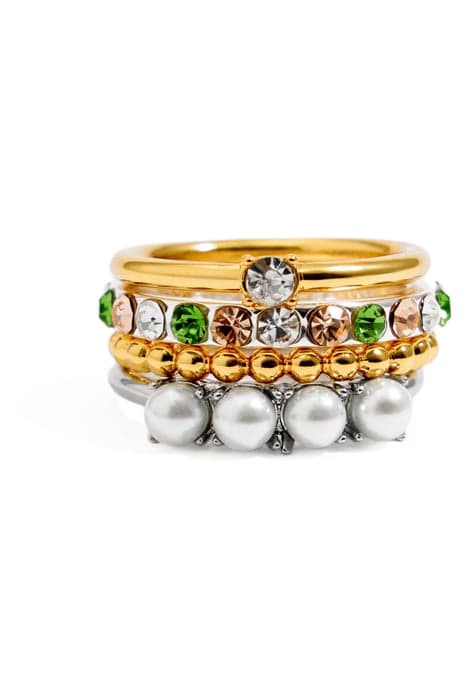 PEARL AND CRYSTAL RING SET by Bimba y Lola