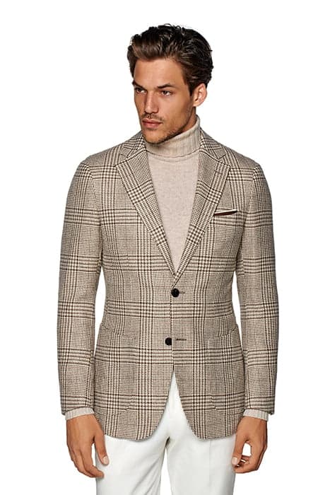 MID BROWN CHECKED TAILORED FIT HAVANA BLAZER by Suitsupply