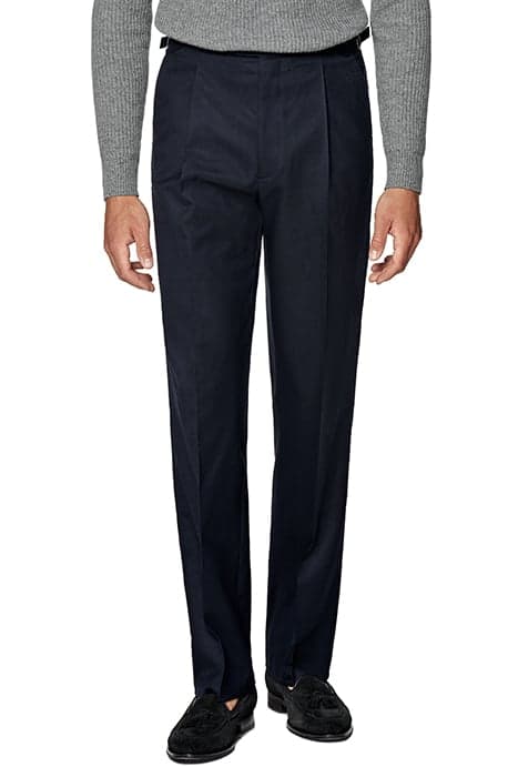 NAVY WIDE LEG STRAIGHT TROUSERS by Suitsupply