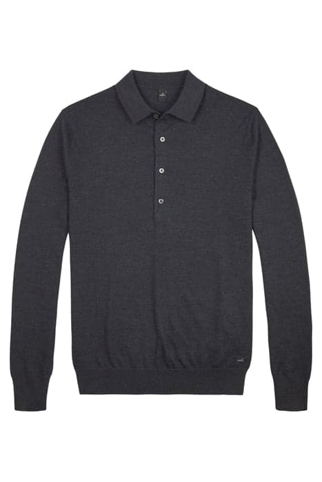 BLAKE | CASHFEEL KNITTED POLOSHIRT ANTHRACITE MELANGE by WAHTS