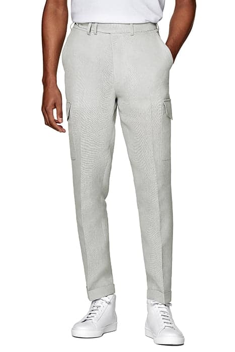 LIGHT GREY WIDE LEG TAPERED TROUSERS by Suitsupply