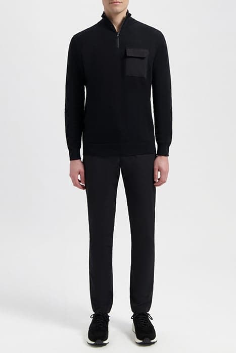 LEWIS | COTTON HALF ZIP PULLOVER PURE BLACK by WAHTS