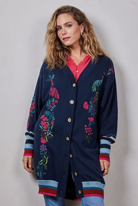 CARDIGAN BIRD GARDEN EMBRO DARK BLUE by DIDI