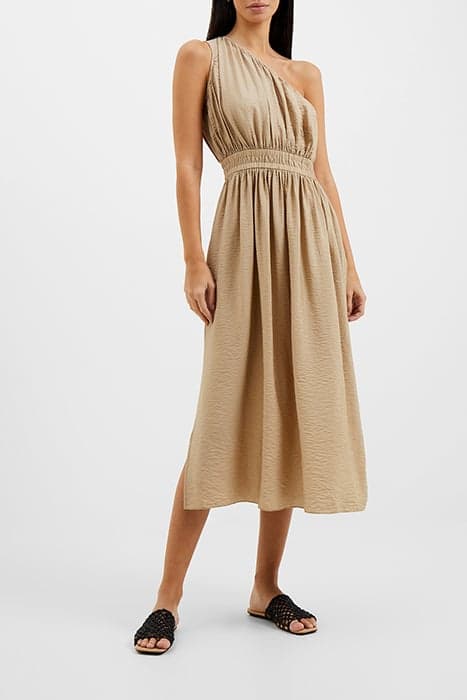 FARON MIDI ONE SHOULDER DRESS BROWN by French Connection