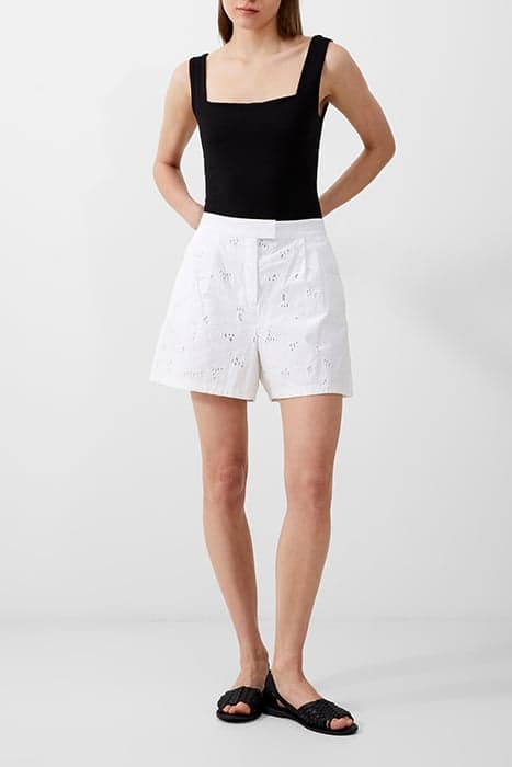 RHODES COTTON EMBROIDER SHORTS WHITE by French Connection