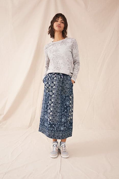 EFFIE LINEN SKIRT BLUE MULTI by White Stuff