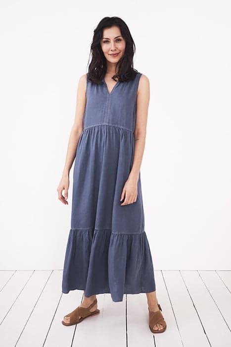 SOPHIA LINEN MAXI DRESS DUSTY BLUE by White Stuff