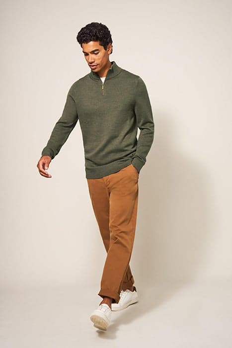 NEWPORT MERINO FUNNEL KHAKI GREEN by White Stuff