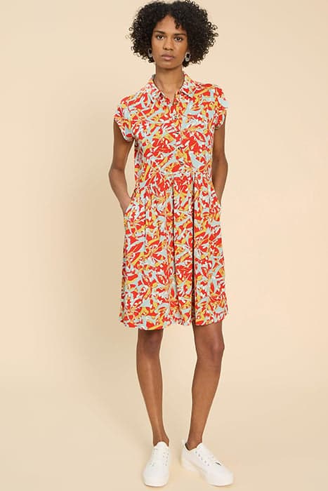 EVERLY JERSEY SHIRT DRESS ORANGE PRINT by White Stuff