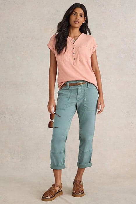 BETH JERSEY MIX SHIRT DUSTY PINK by White Stuff