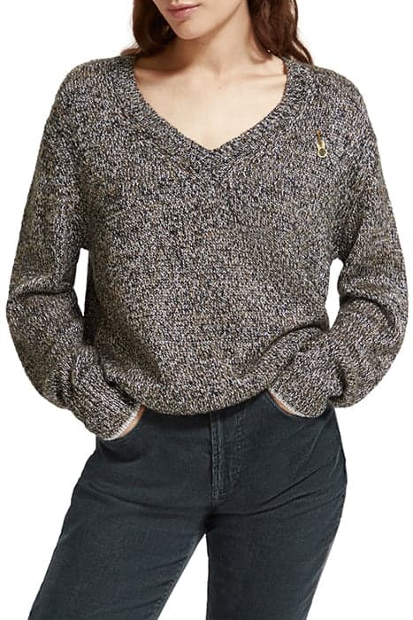 METALLIC V-NECK PULLOVER DUNE MELANGE by Scotch & Soda