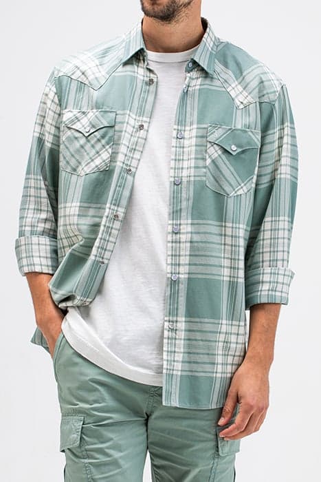 LANTON WESTERN CHECK SHIRT ICE GREEN by Butcher of Blue