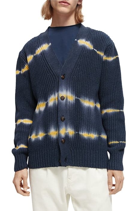 COTTON-BLEND TIE-DYED RIB KNIT CARDIGAN COMBO C by Scotch & Soda