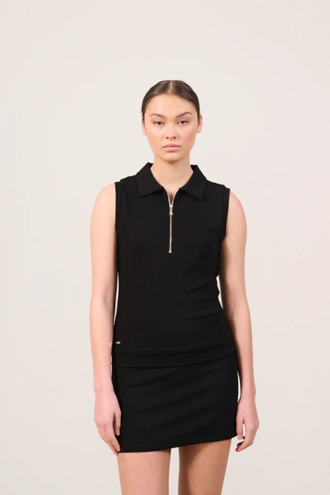 FOREST ESSENTIEL SLEEVELESS POLO BLACK by Lune Active