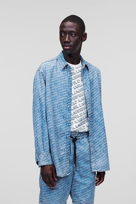 DIAGONAL AOP DENIM SHIRT MID BLUE by KARL LAGERFELD