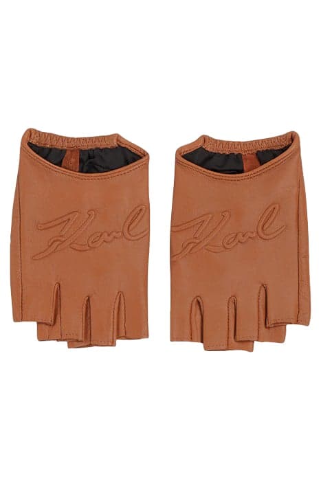 K/SIGNATURE FL GLOVE NATURAL/SUDAN BROWN by KARL LAGERFELD