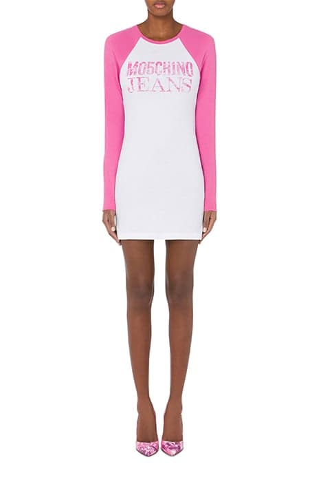 MOSCHINO JEANS LOGO JERSEY DRESS WHITE by Moschino