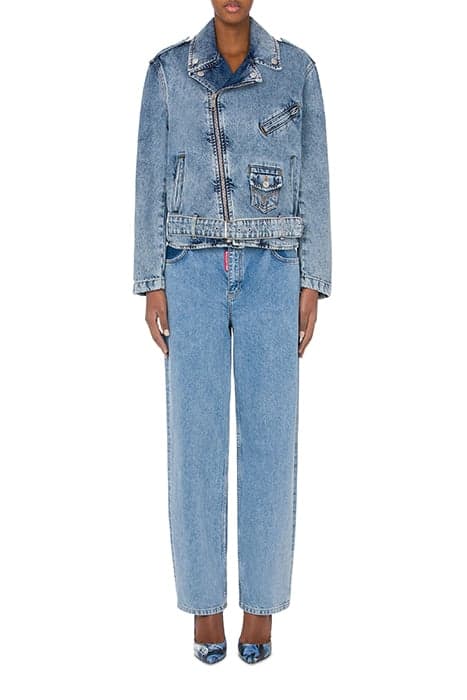 PEACE SYMBOL DENIM BIKER BLUE by Moschino